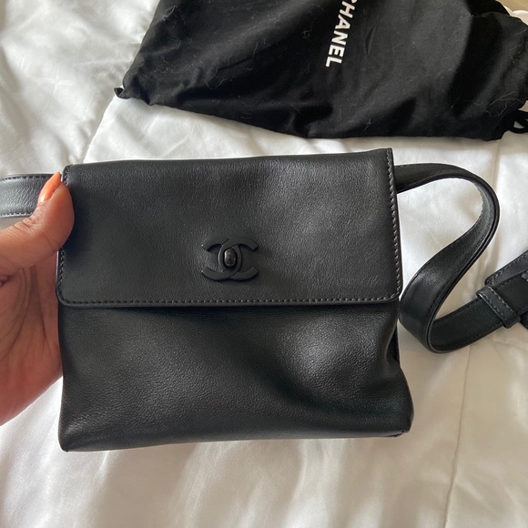 CHANEL Handbags - Chanel rare black leather black hardware belt bag /bum bag
